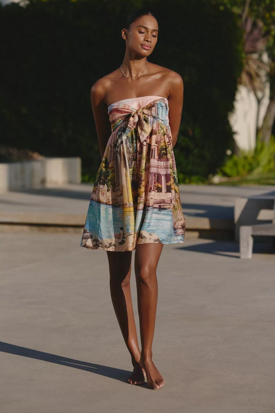 nwt ANTHROPOLOGIE CELANDINE sz L Strapless bow front dress